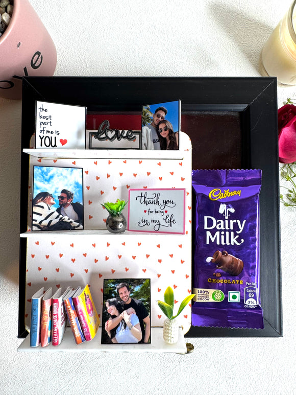 Personalised Miniature Photo Art WIth Chocolate and Premium Gift Box Vallentine Special