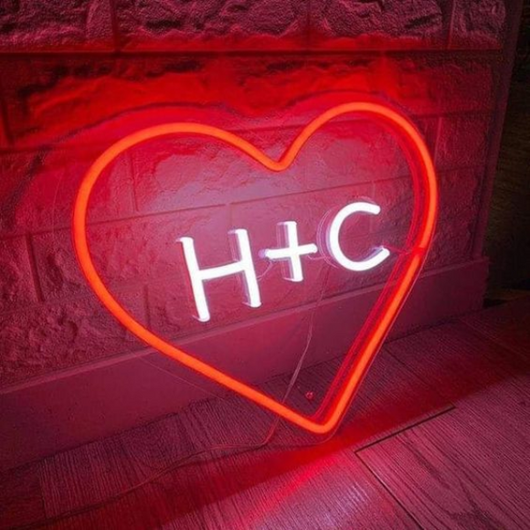 Customised Neon Couple Initials With Heart