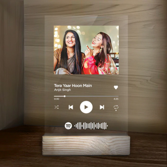 Spotify Plaque With Wooden Base