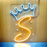 Personalised Neon Crown Initial and Name