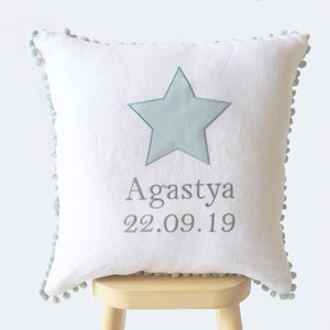 Baby Name Cushion Cover Blue